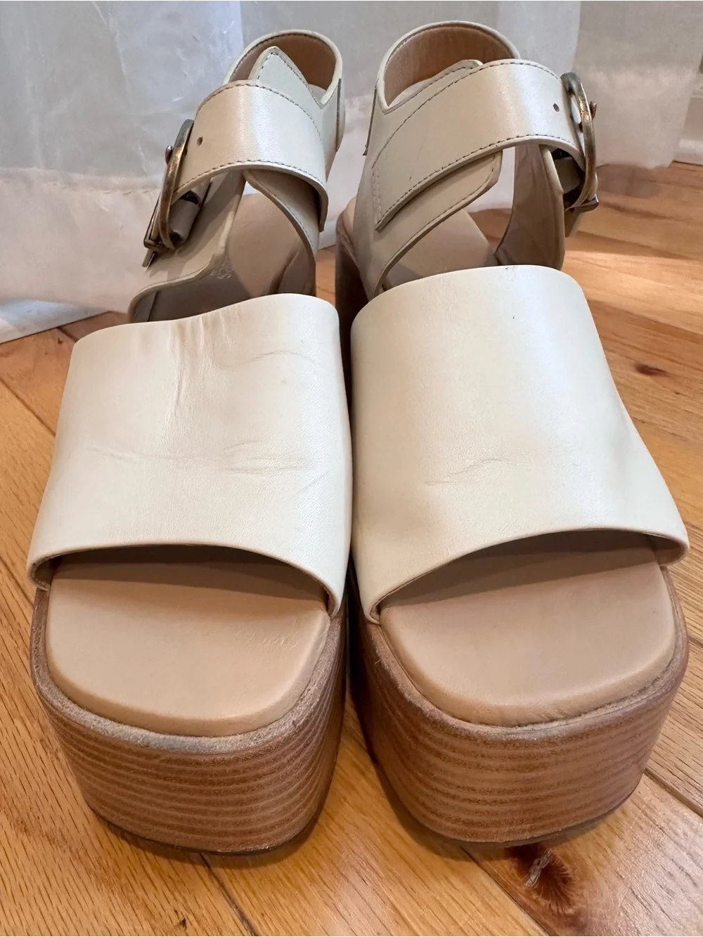 Anthropologie Seychelles Mosh Pit  Platform sandals Leather Stacked Heel 10